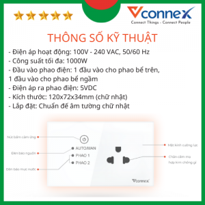 Thông số kỹ thuật van phao điện Vconnex