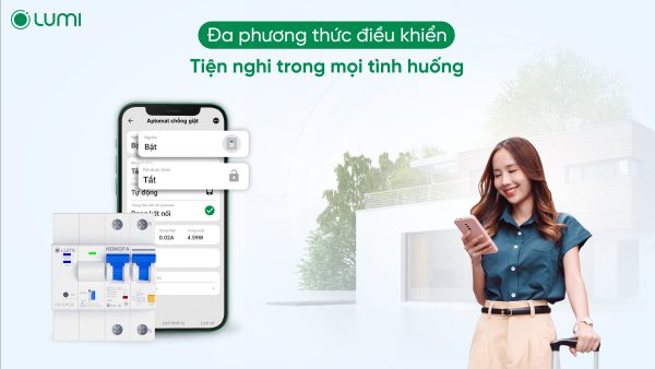 Aptomat thông minh chống giật Lumi với 2 phương thức điều khiển