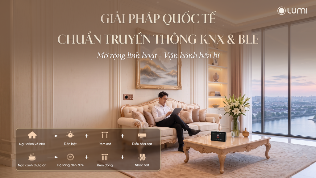 Giao diện không gian sống thượng lưu với hệ thống nhà thông minh Lumi LUKA vận hành tự động